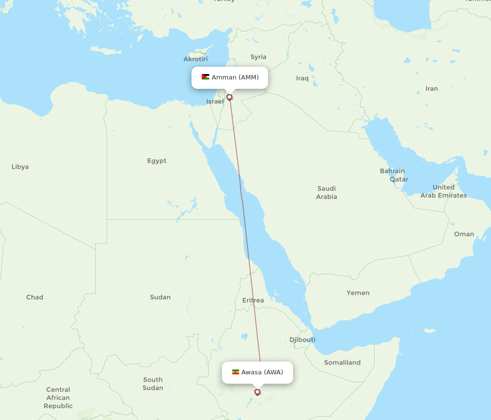 AMM-AWA flight routes
