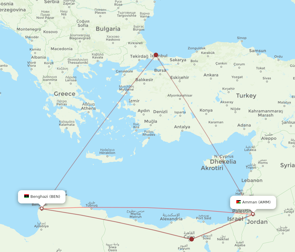 AMM-BEN flight routes