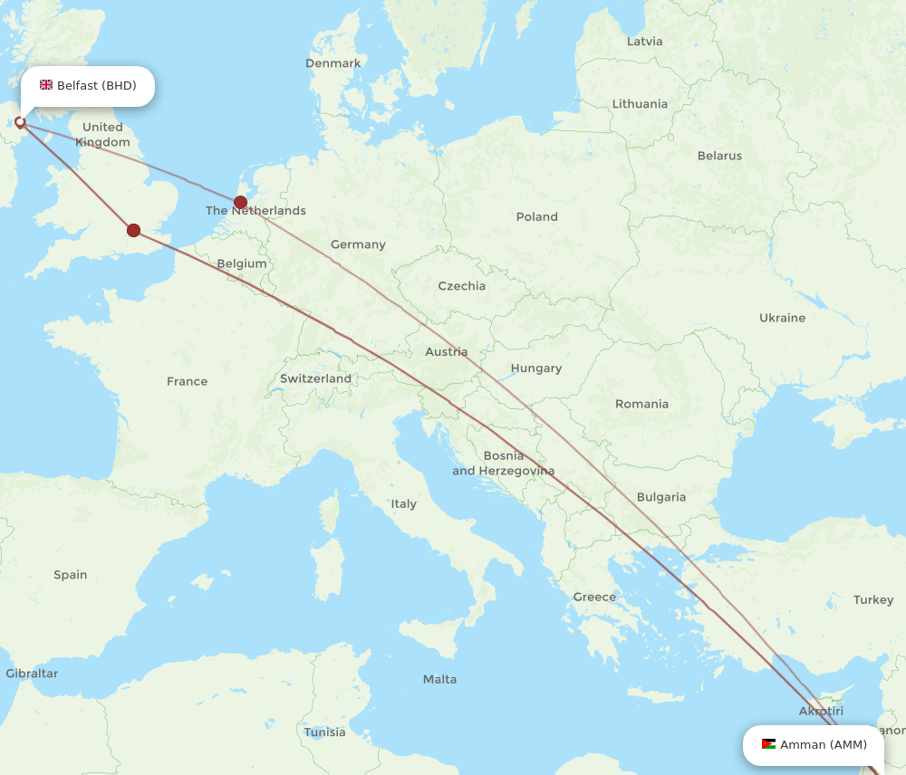 AMM-BHD flight routes