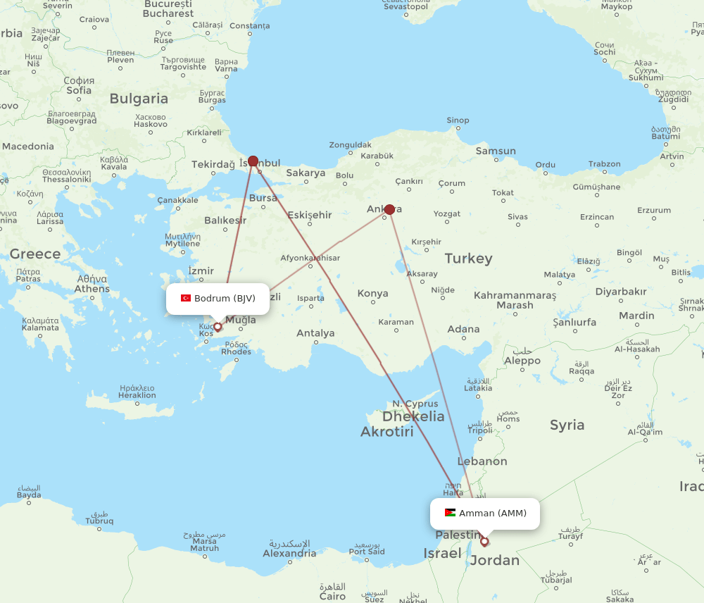AMM-BJV flight routes