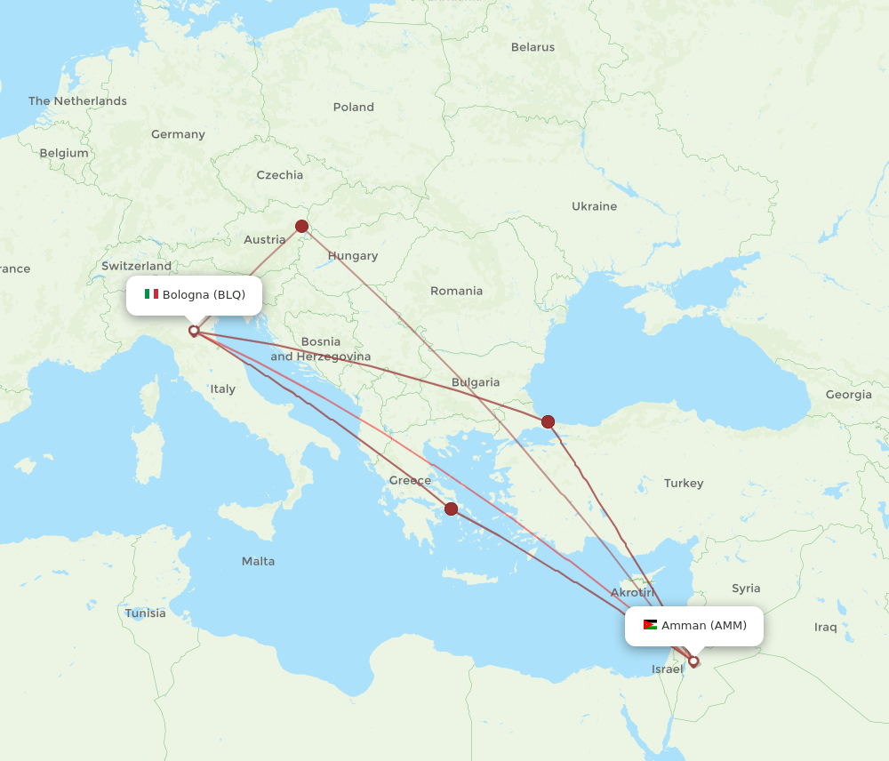 AMM-BLQ flight routes