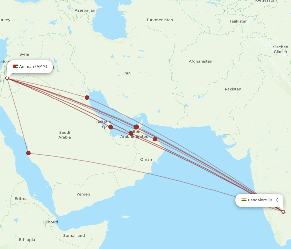 AMM-BLR flight routes