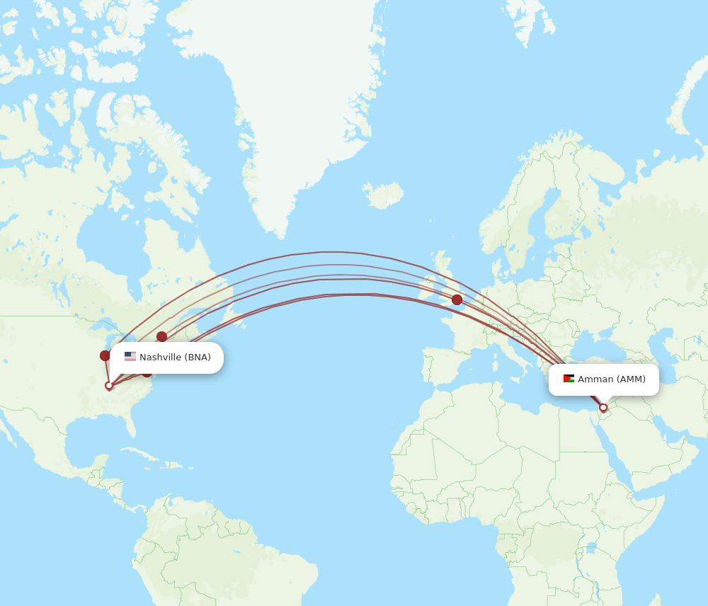 AMM-BNA flight routes