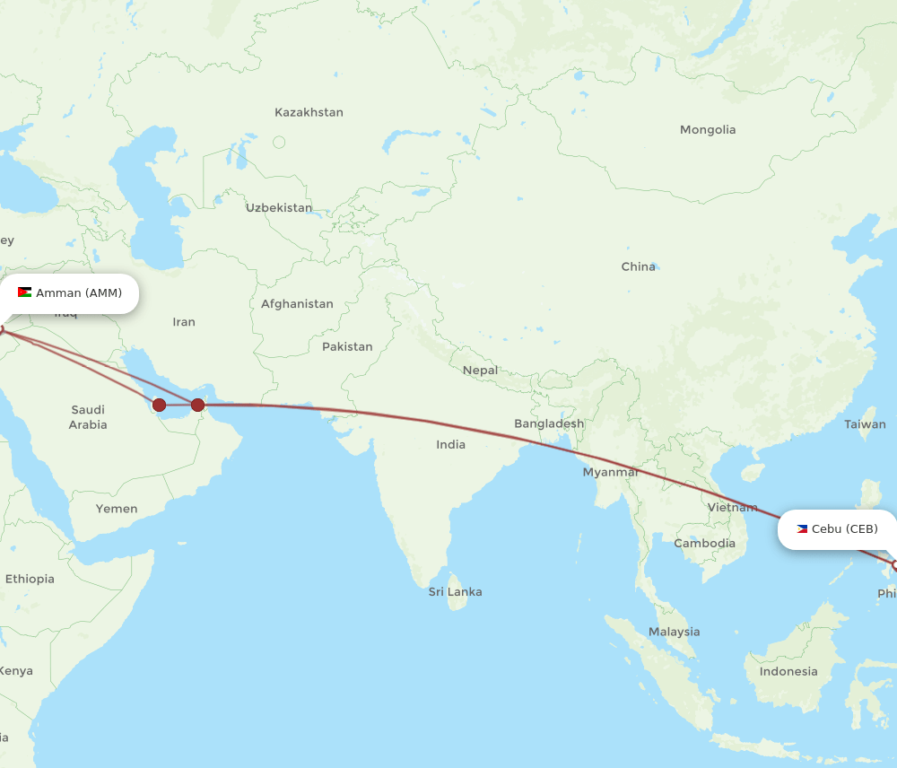 AMM-CEB flight routes