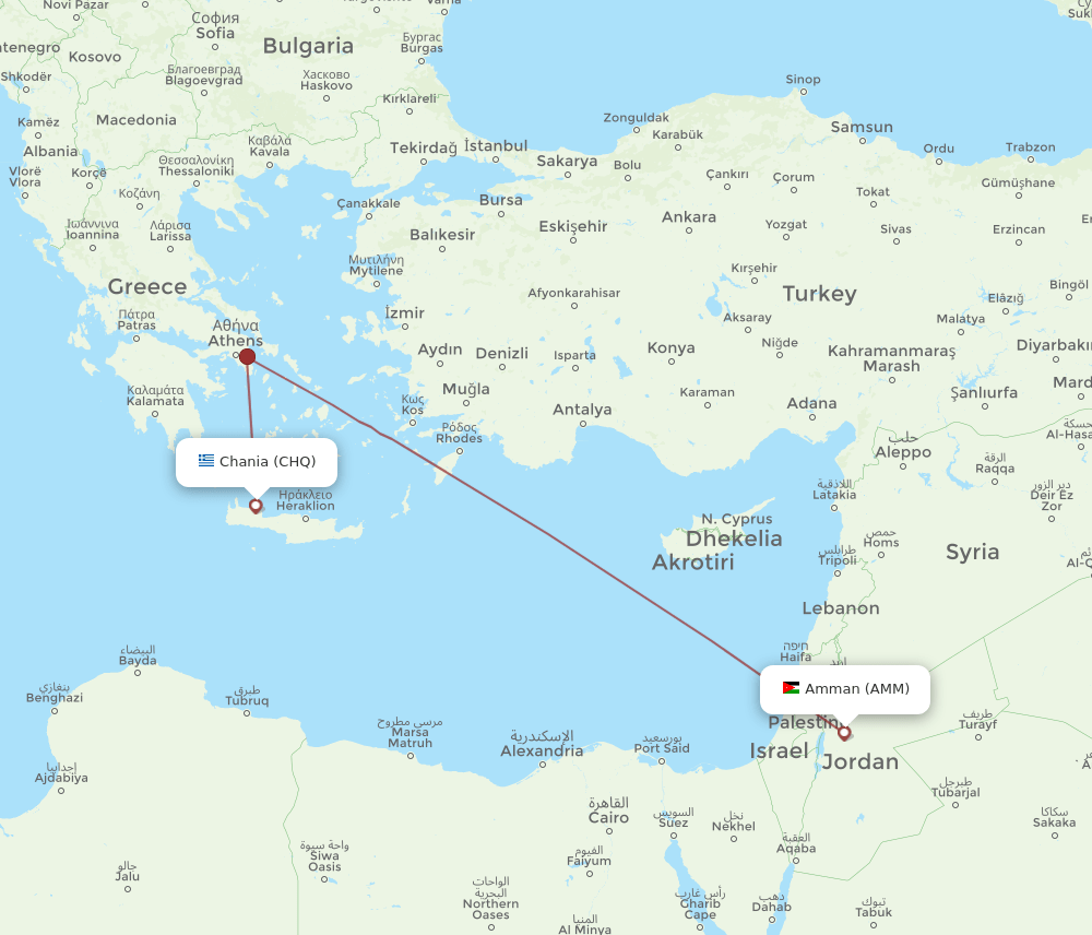 AMM-CHQ flight routes