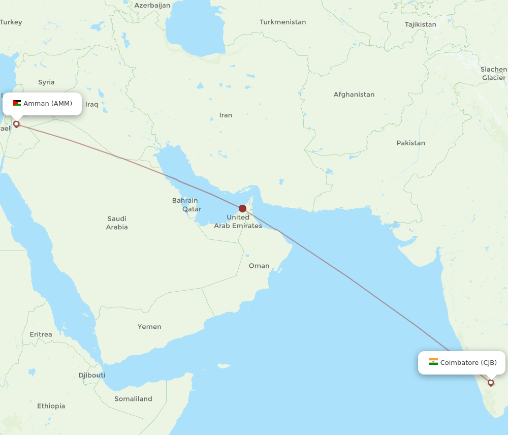 AMM-CJB flight routes