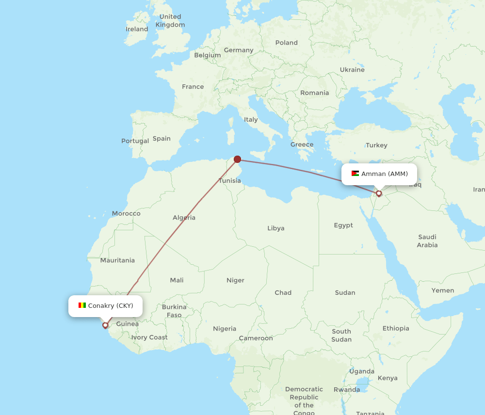 AMM-CKY flight routes