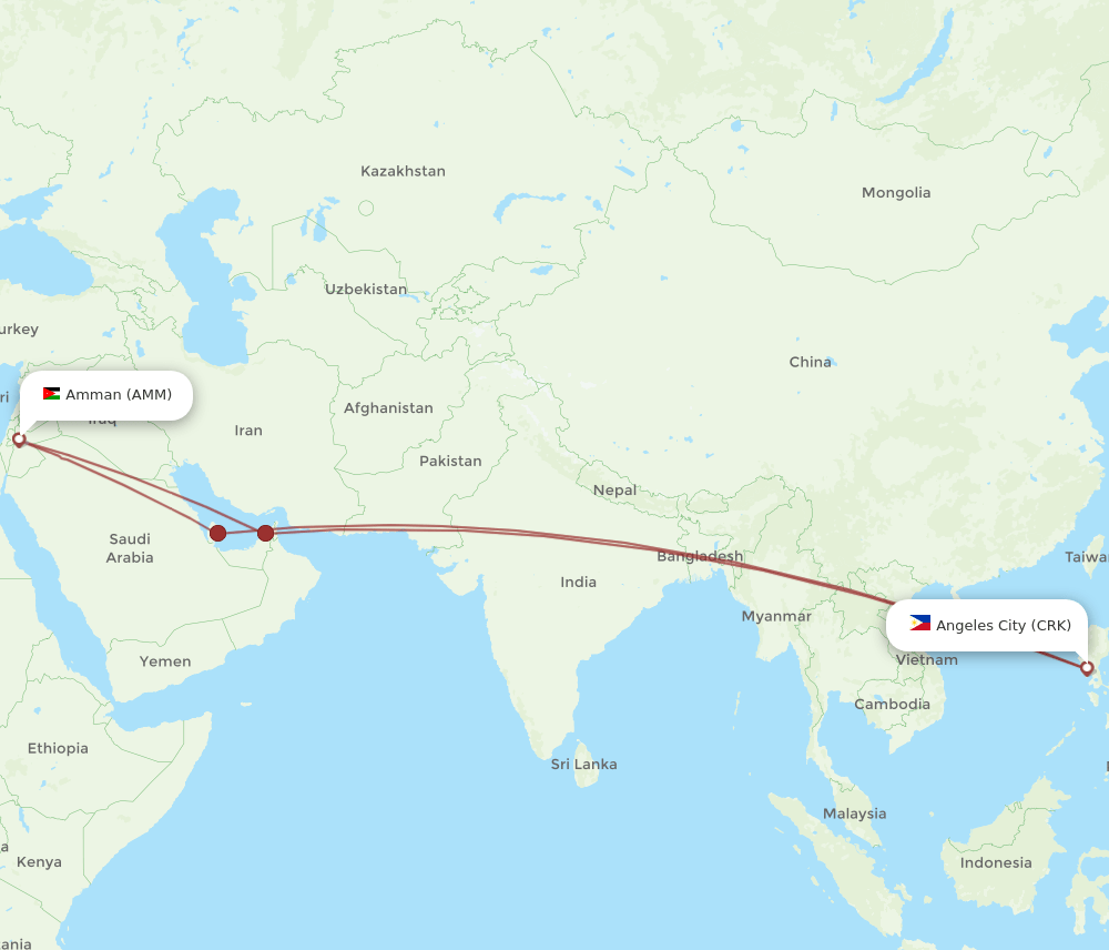 AMM-CRK flight routes