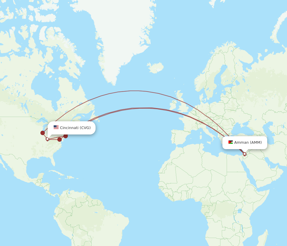 AMM-CVG flight routes