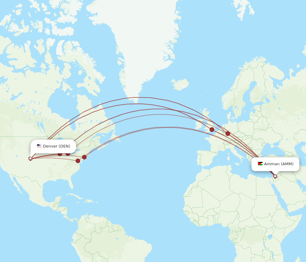 AMM-DEN flight routes