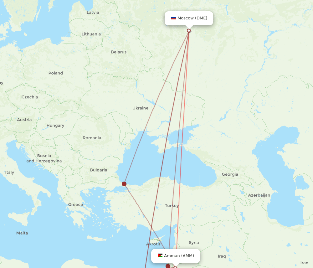 AMM-DME flight routes