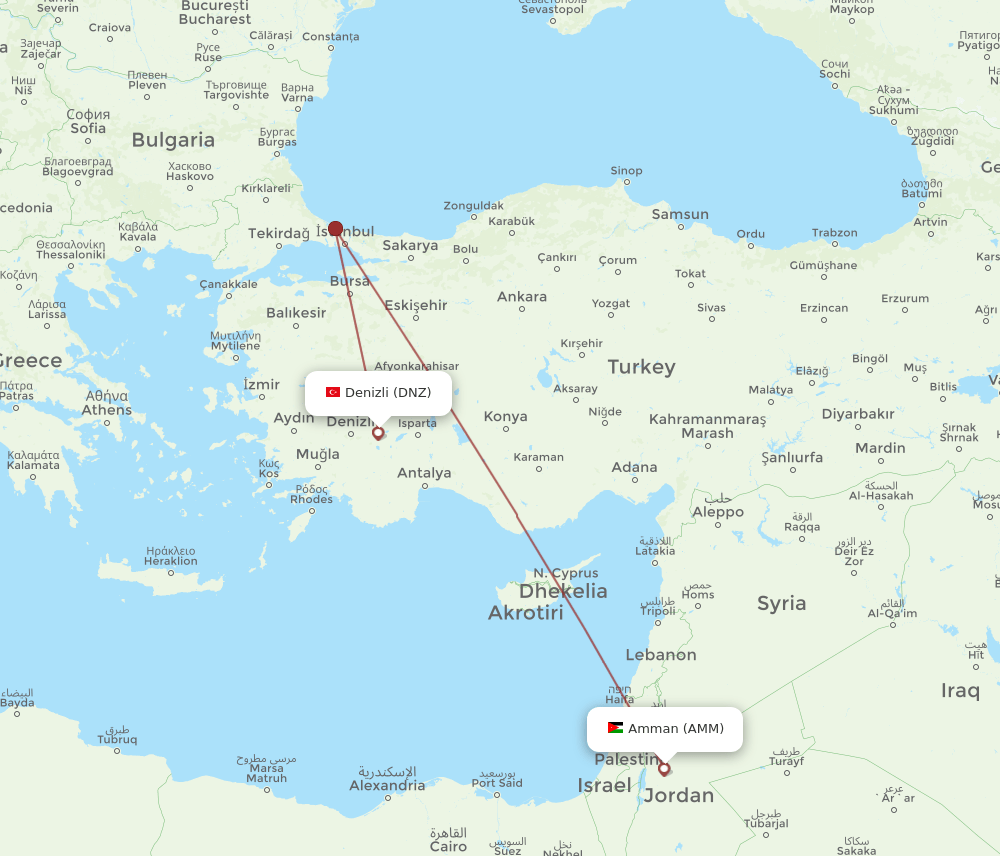 AMM-DNZ flight routes