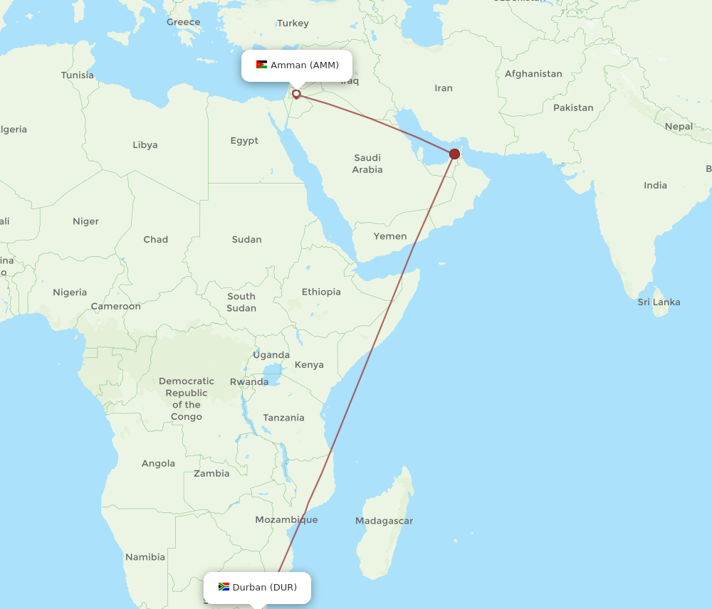 AMM-DUR flight routes