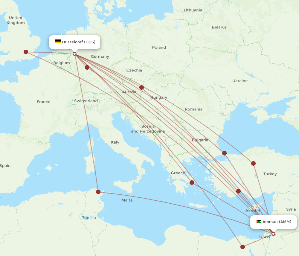 AMM-DUS flight routes