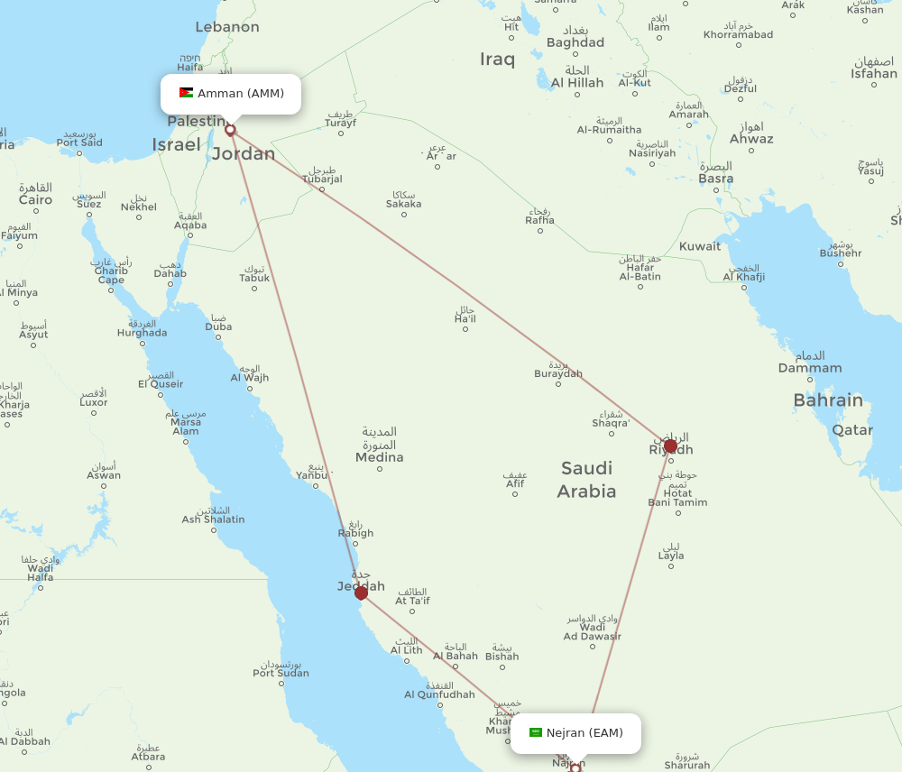 AMM-EAM flight routes