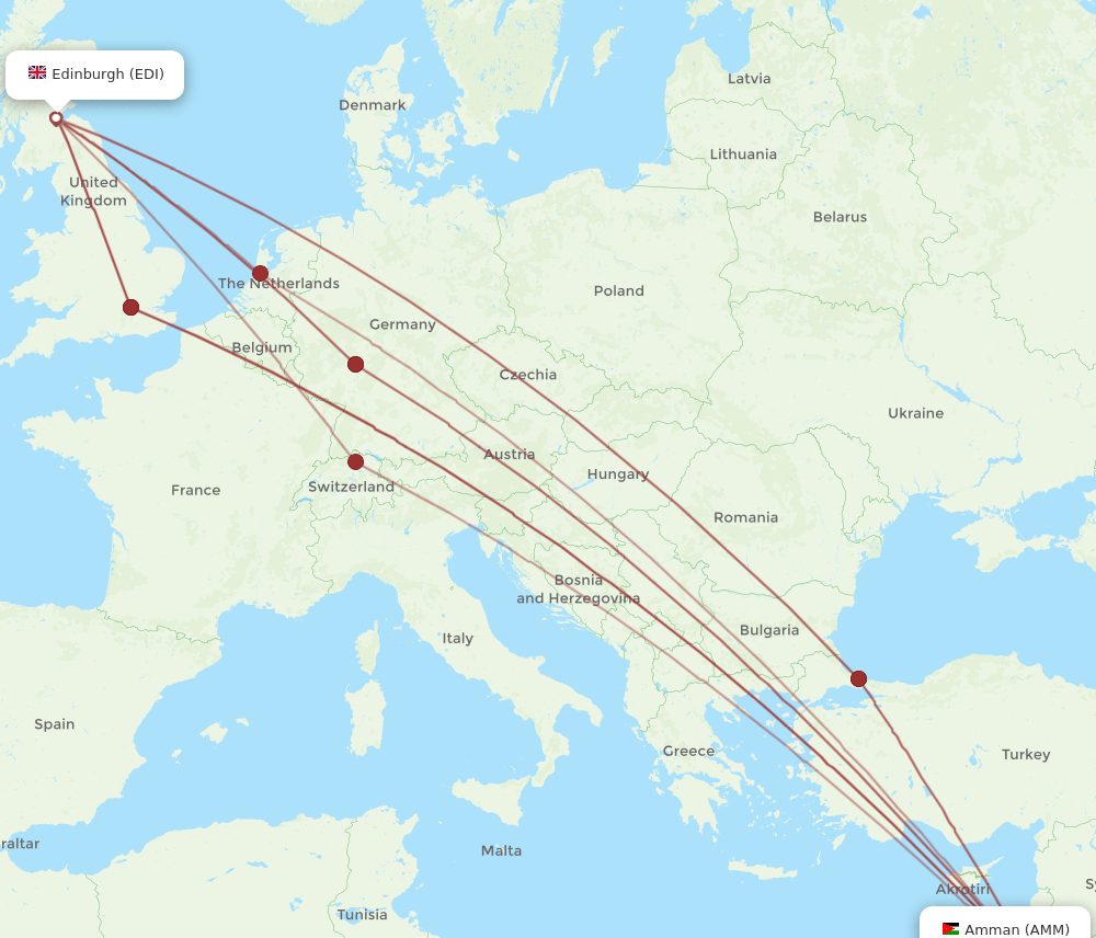 AMM-EDI flight routes