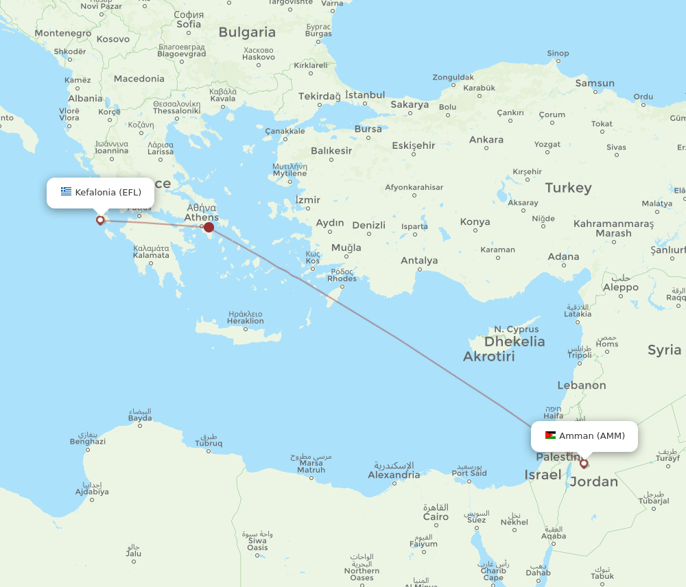 AMM-EFL flight routes