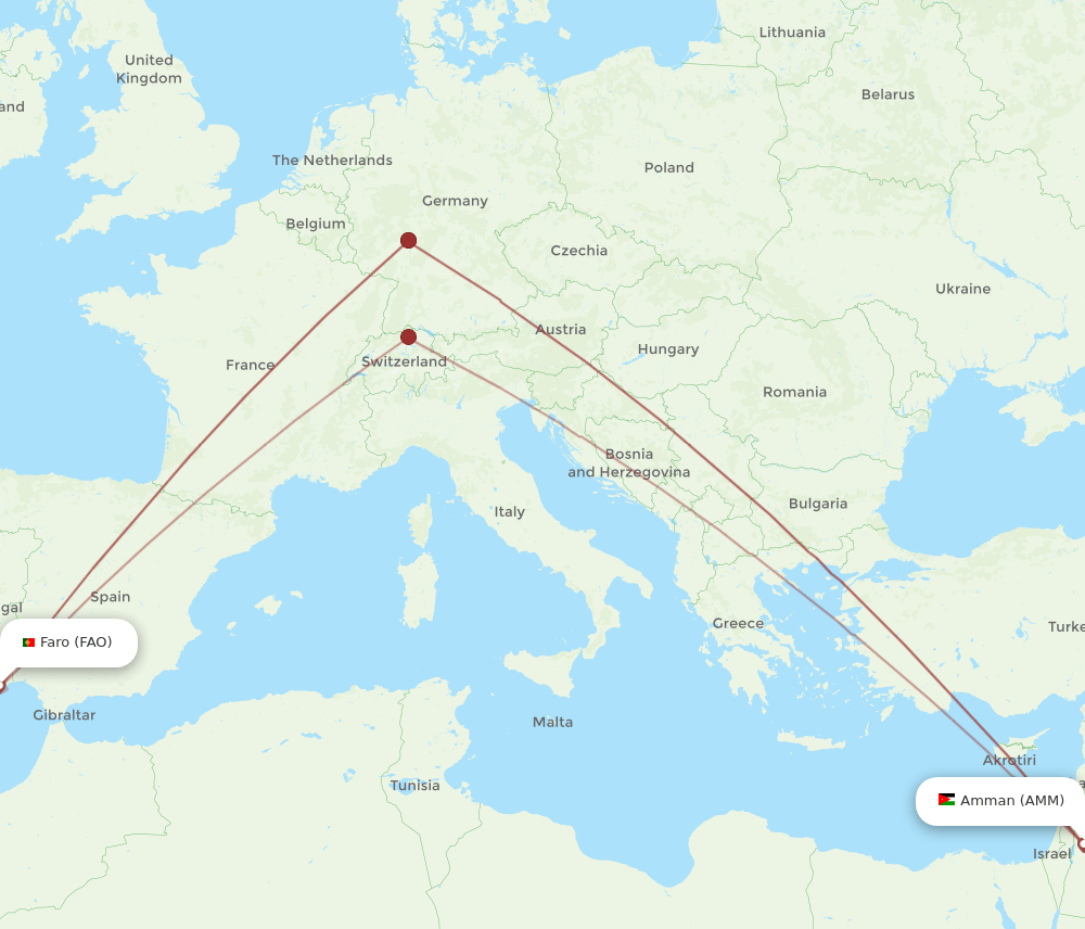 AMM-FAO flight routes