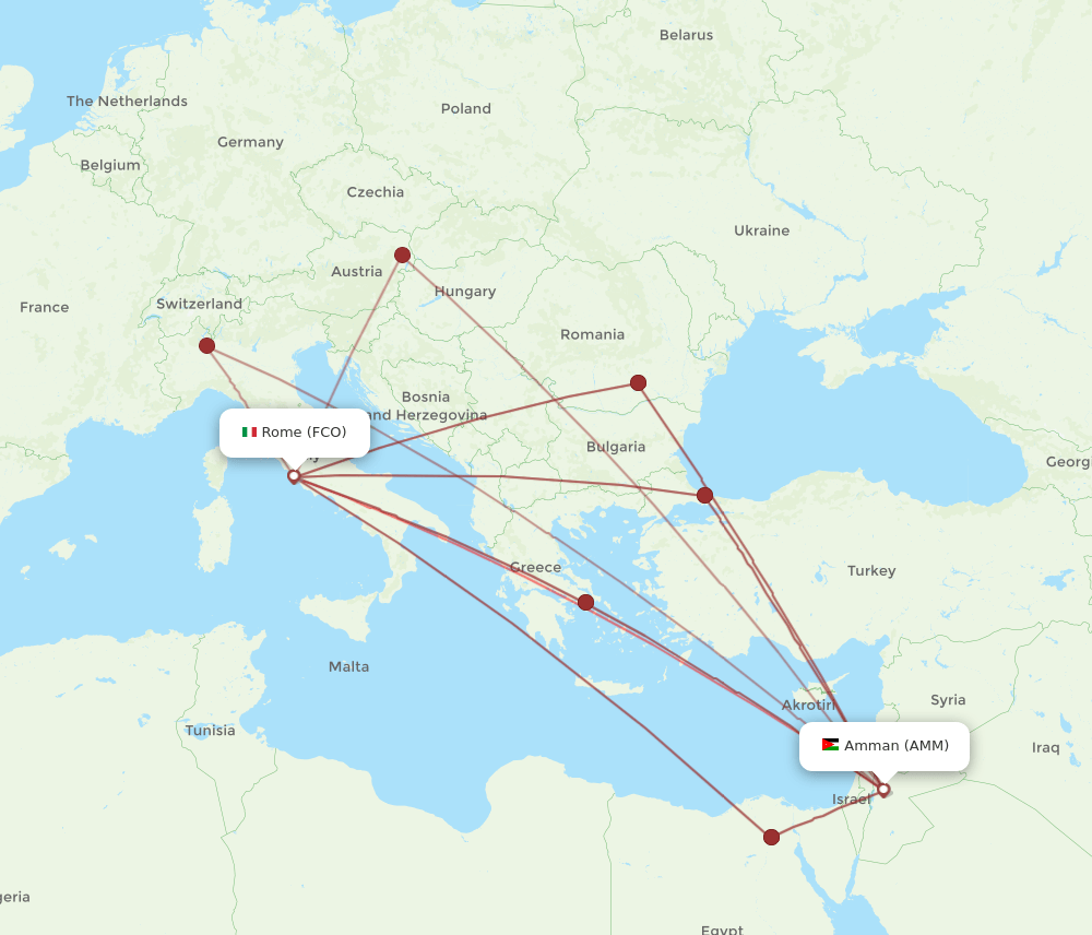 AMM-FCO flight routes