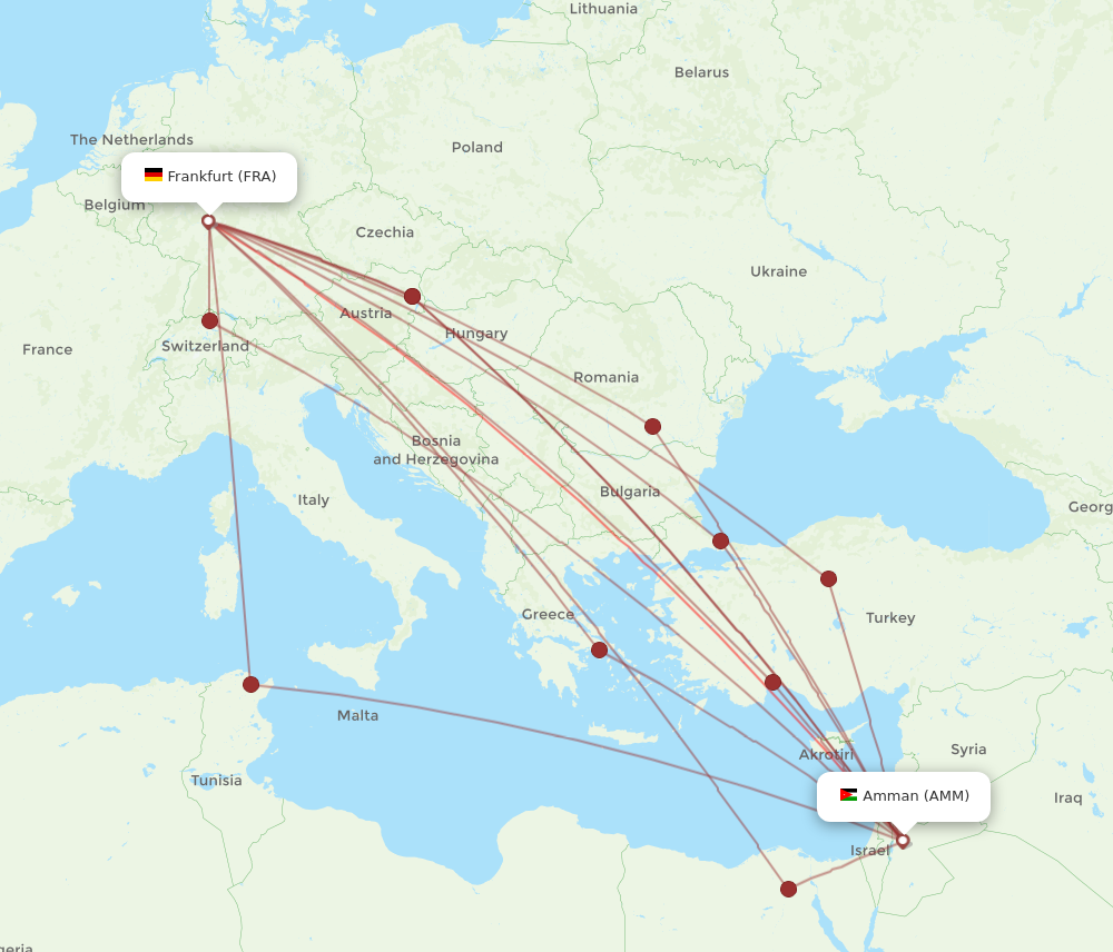 AMM to FRA flights and routes map