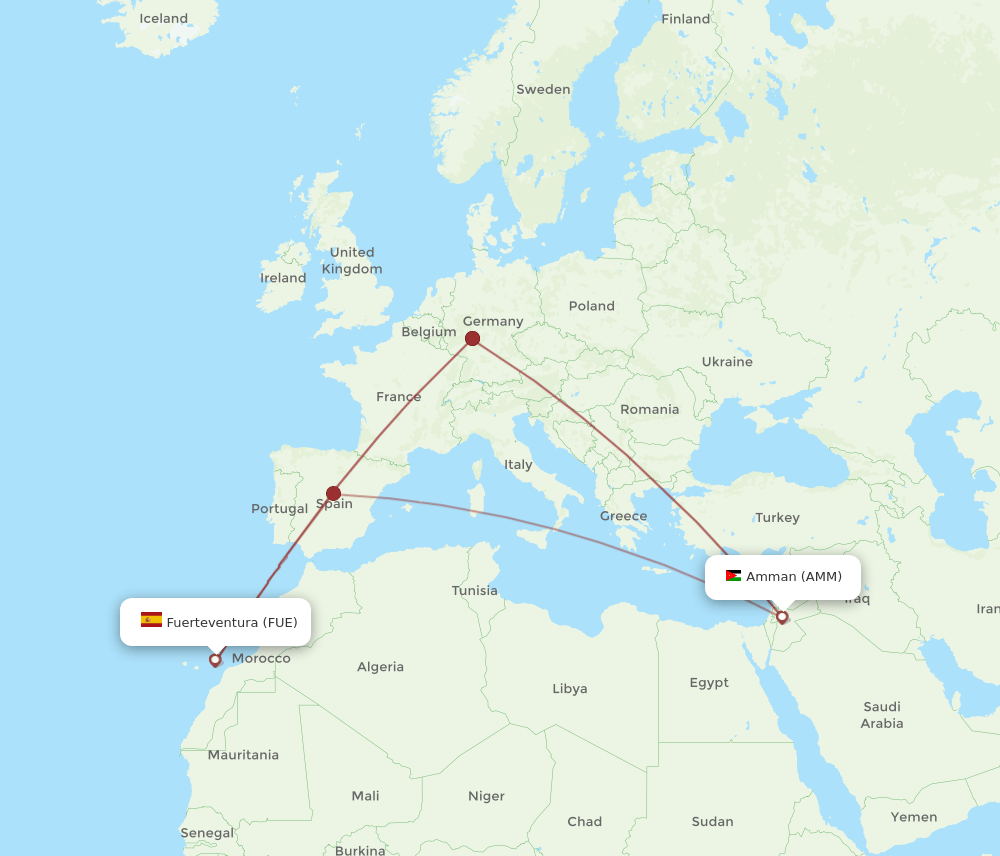 AMM-FUE flight routes