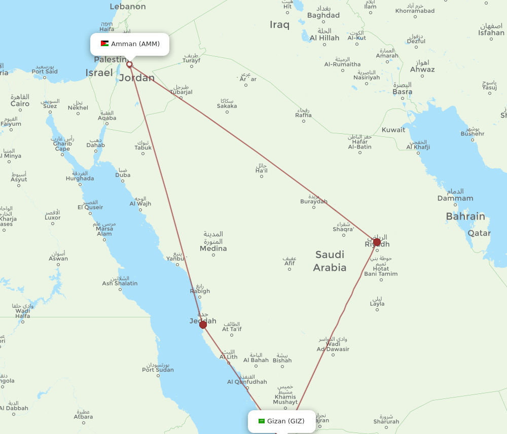 AMM-GIZ flight routes
