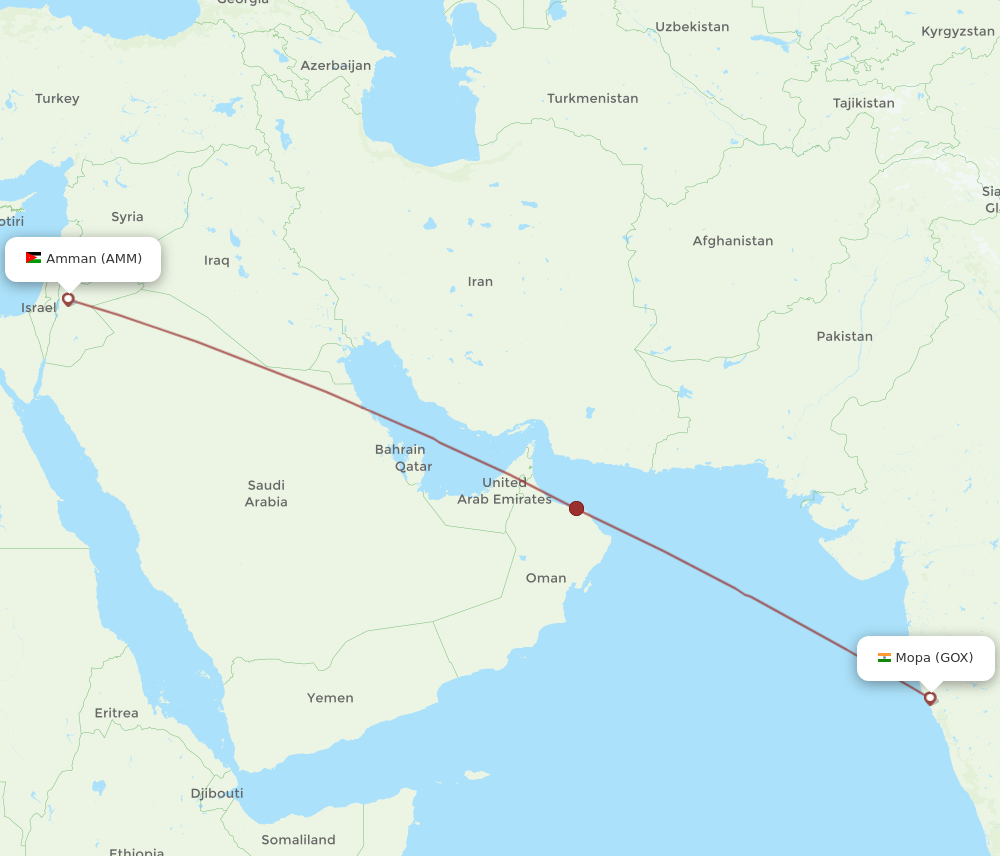 AMM-GOX flight routes