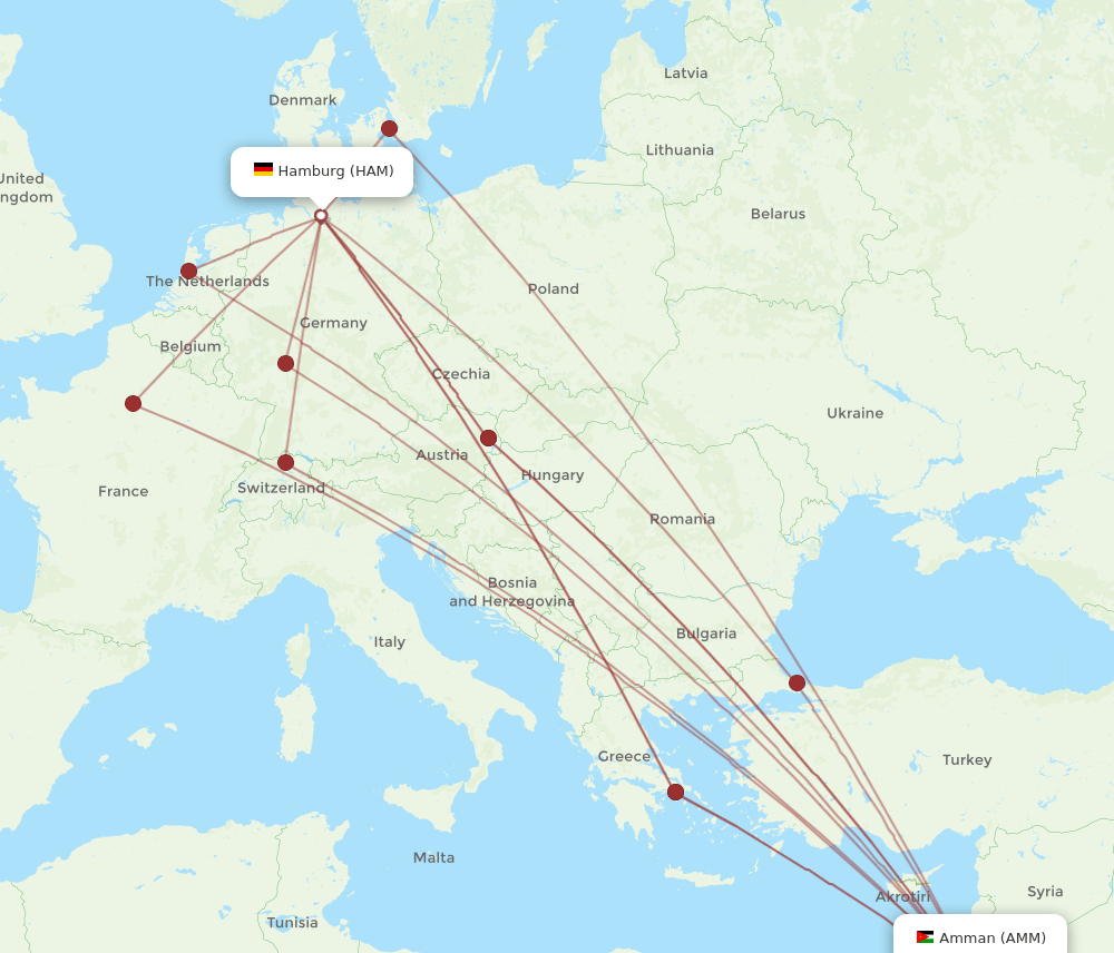 AMM-HAM flight routes