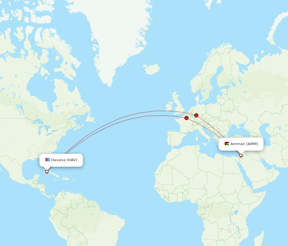 AMM to HAV flights and routes map