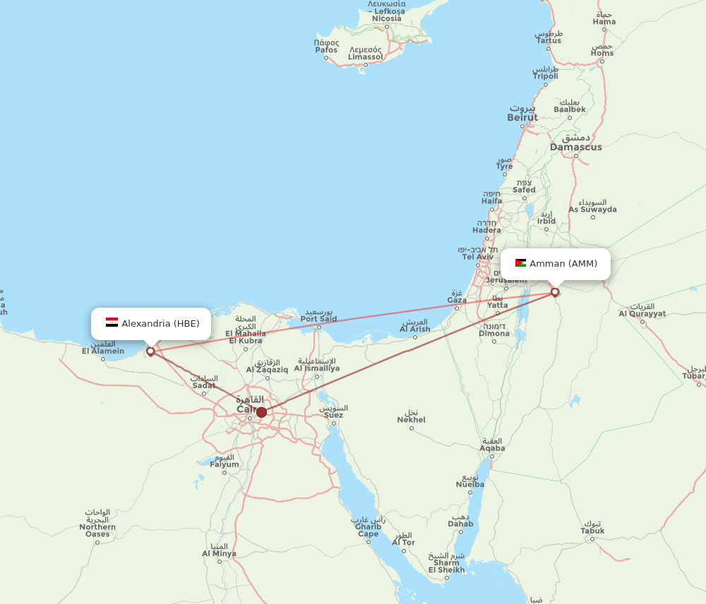 AMM to HBE flights and routes map