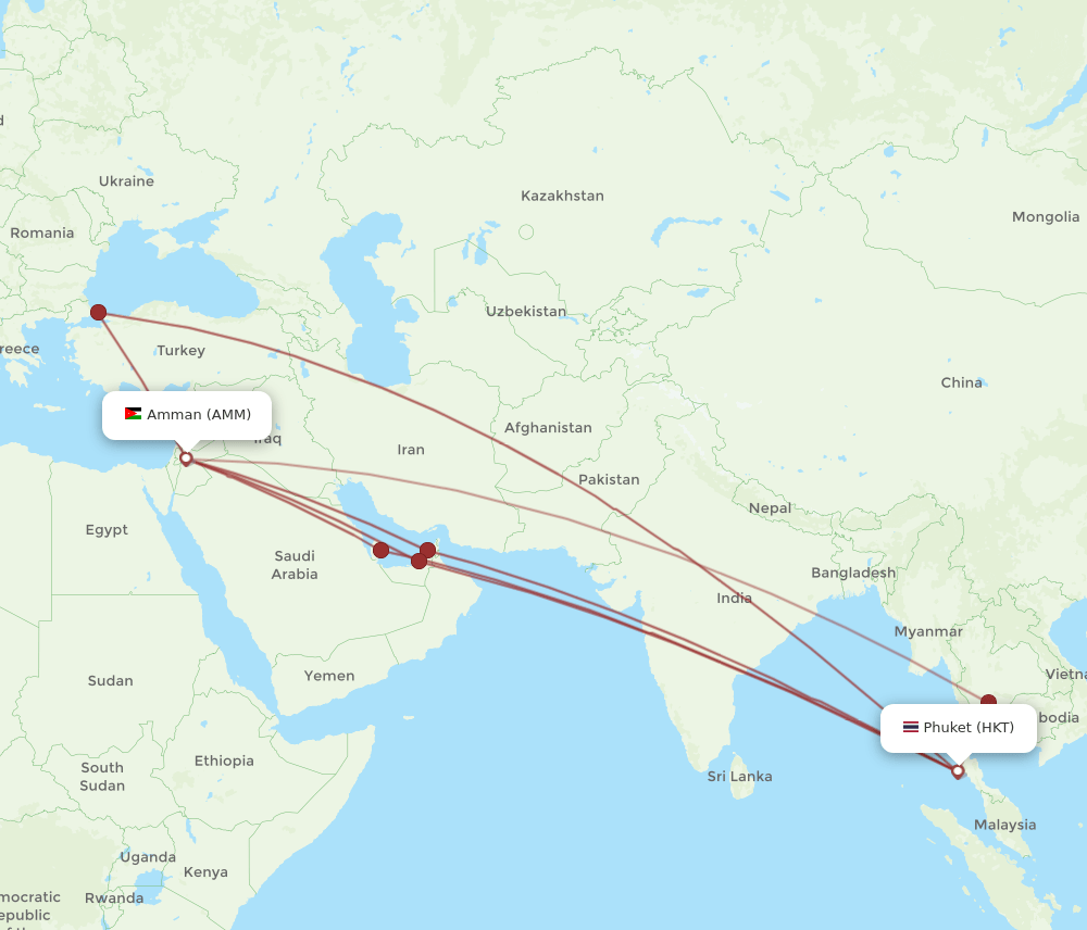 AMM-HKT flight routes