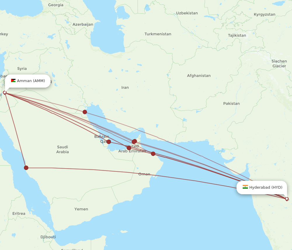 AMM to HYD flights and routes map