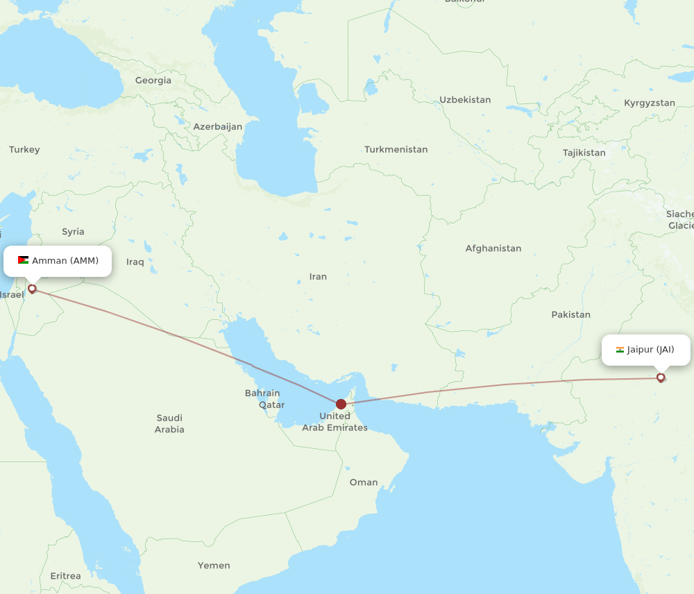 AMM to JAI flights and routes map