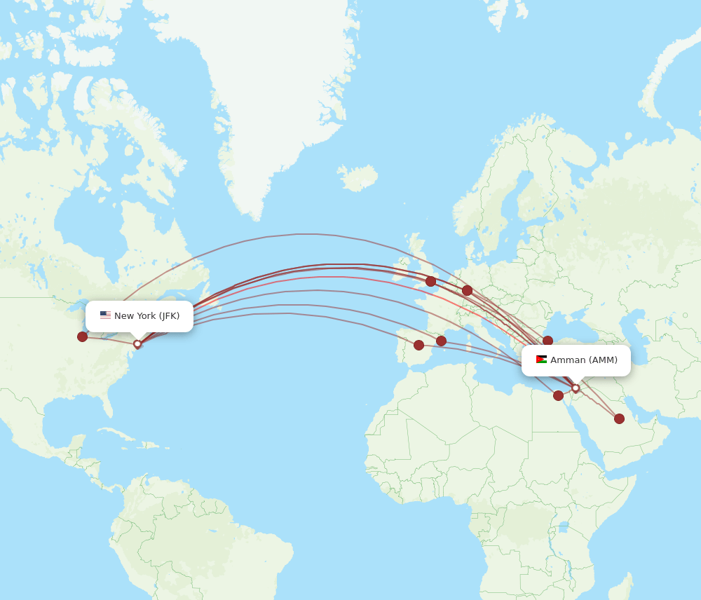AMM-JFK flight routes