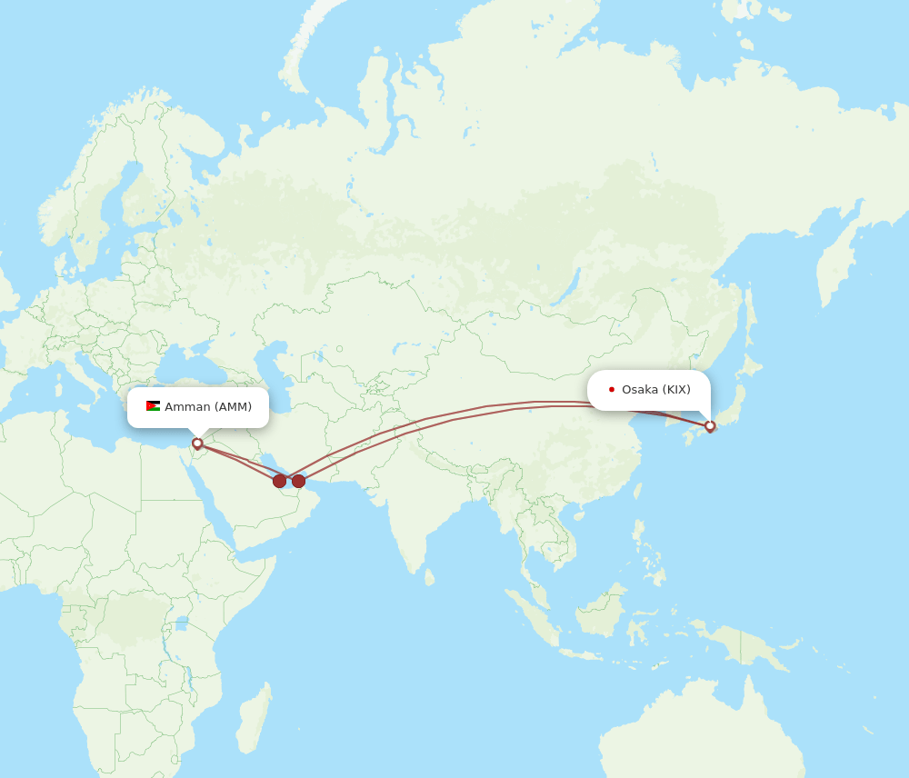 AMM-KIX flight routes