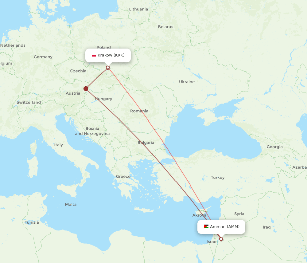 AMM-KRK flight routes