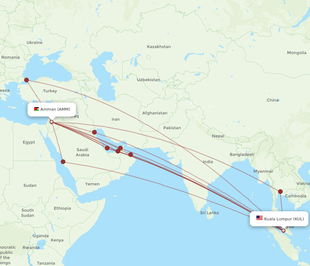 AMM-KUL flight routes