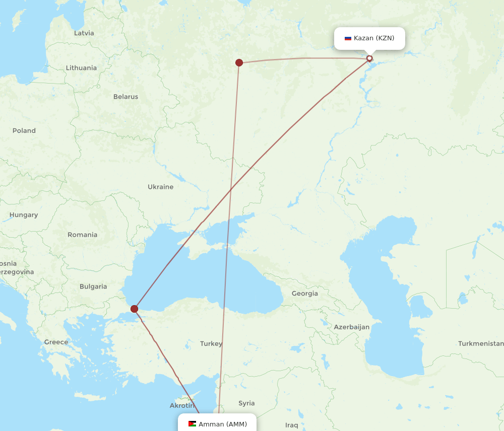 AMM-KZN flight routes