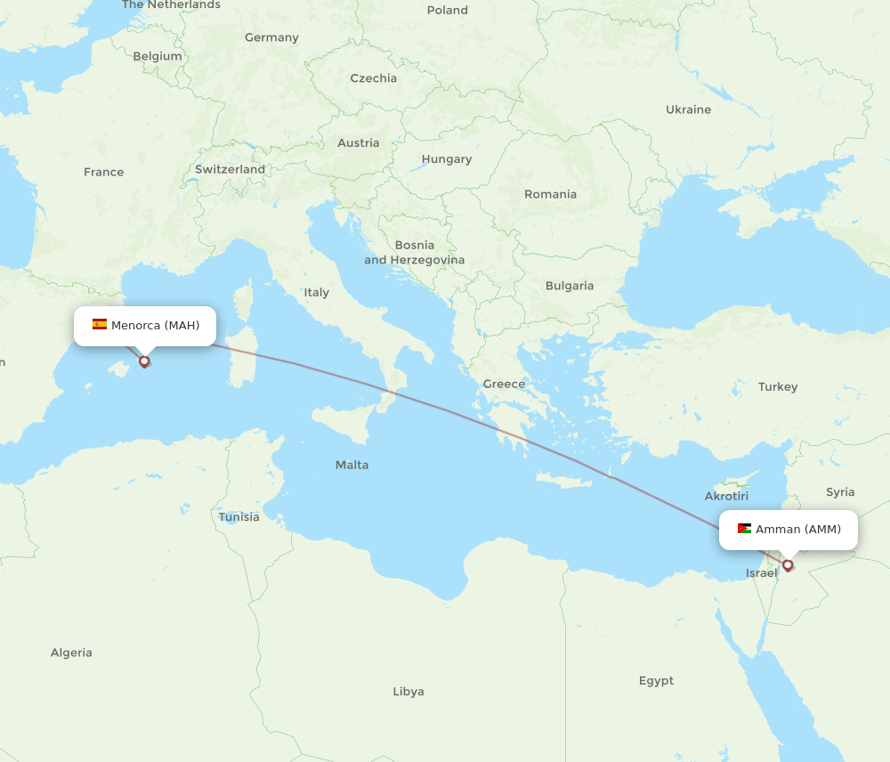 AMM to MAH flights and routes map