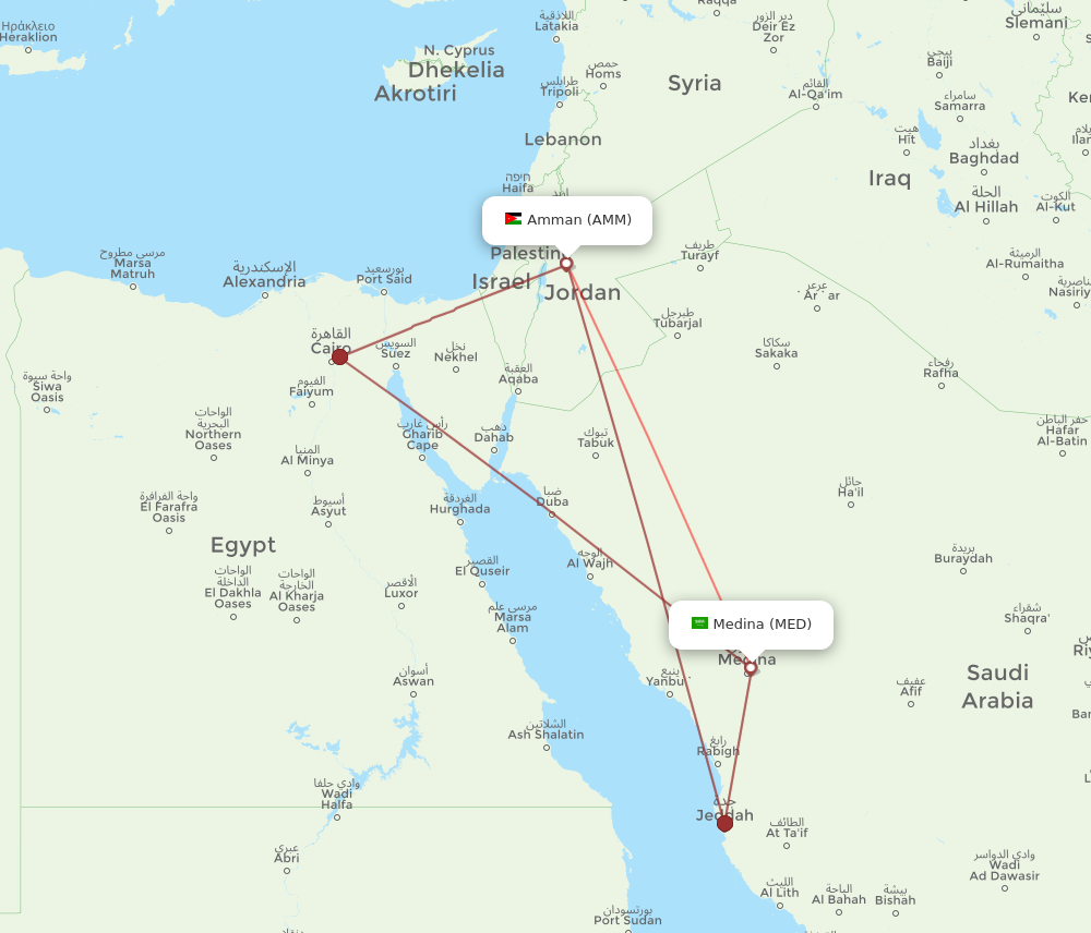 AMM to MED flights and routes map