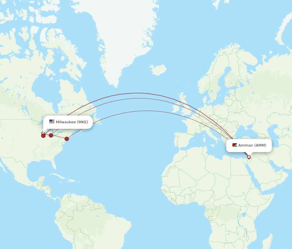 AMM-MKE flight routes
