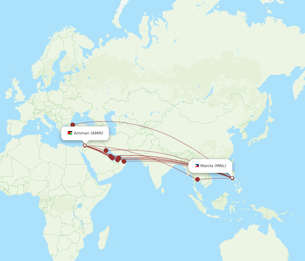 AMM to MNL flights and routes map