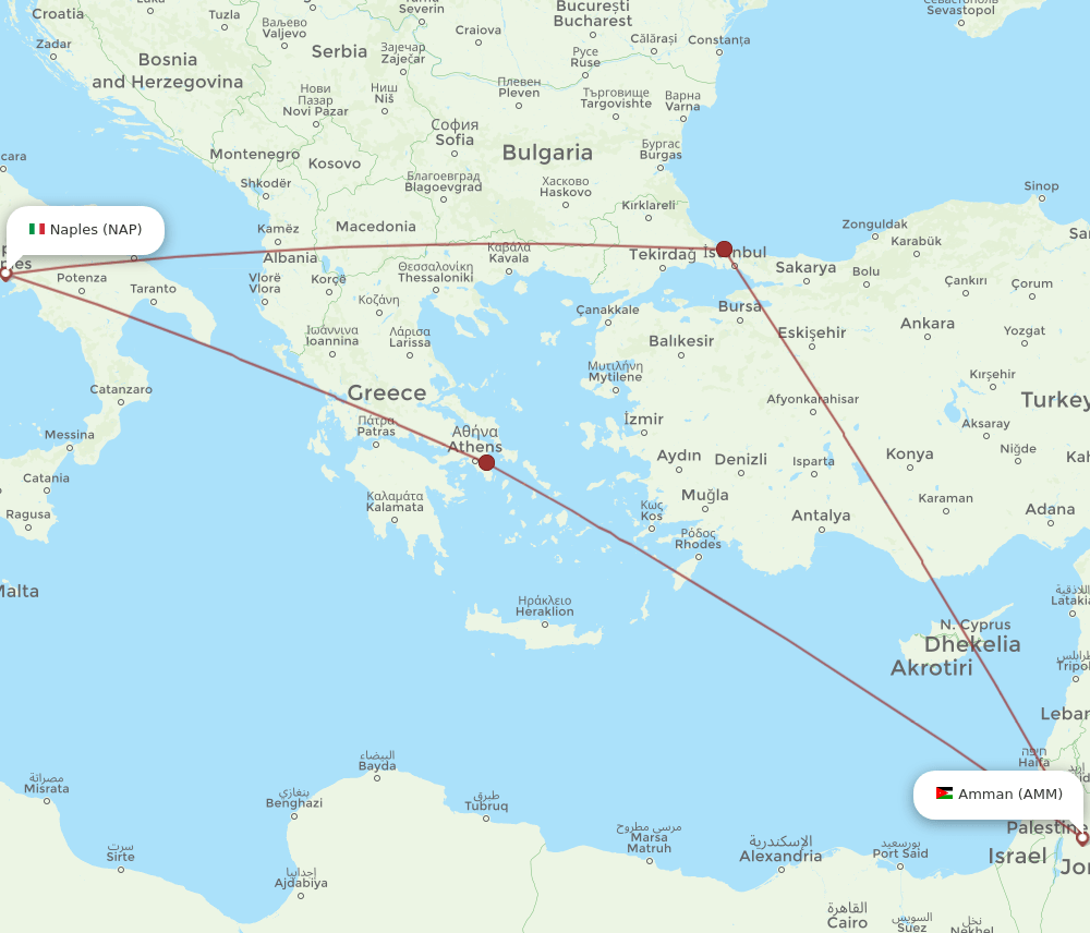 AMM-NAP flight routes