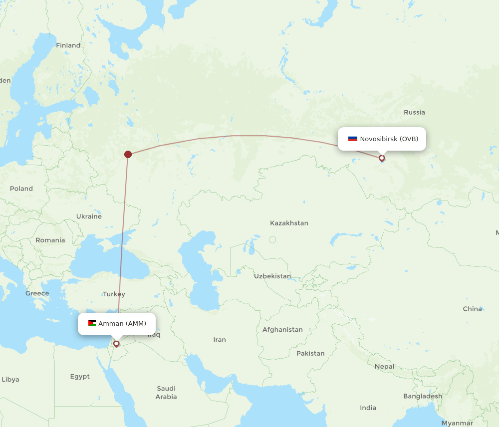 AMM-OVB flight routes