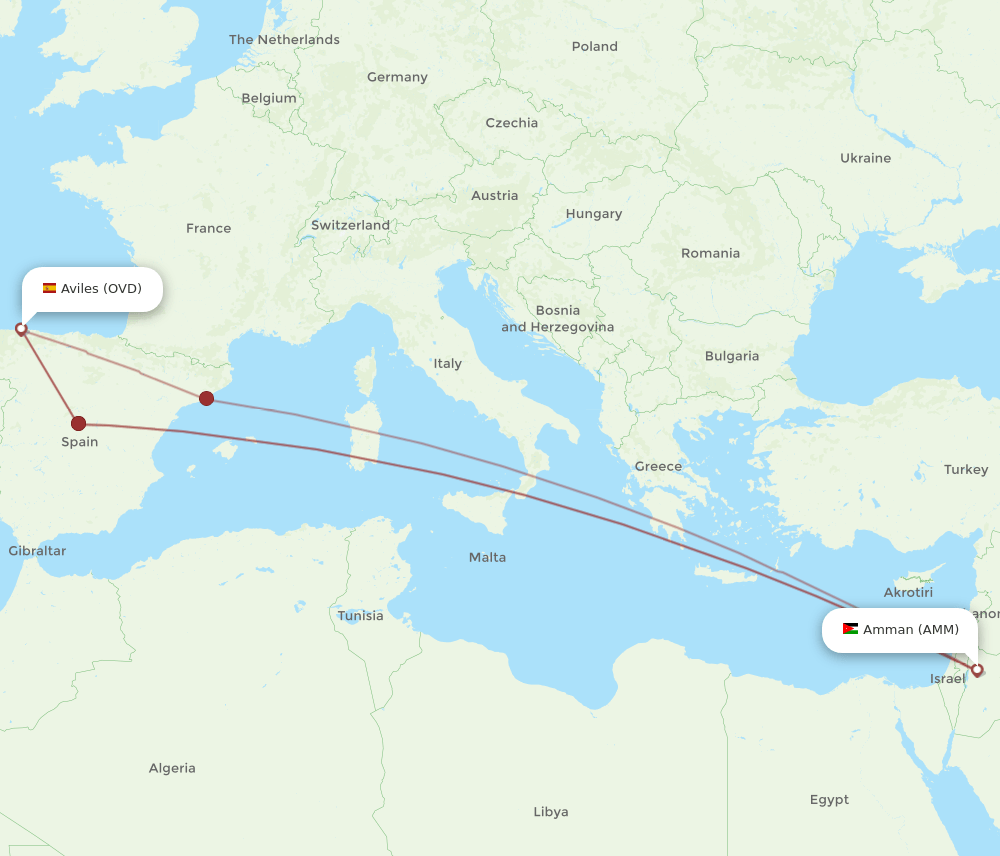 AMM-OVD flight routes