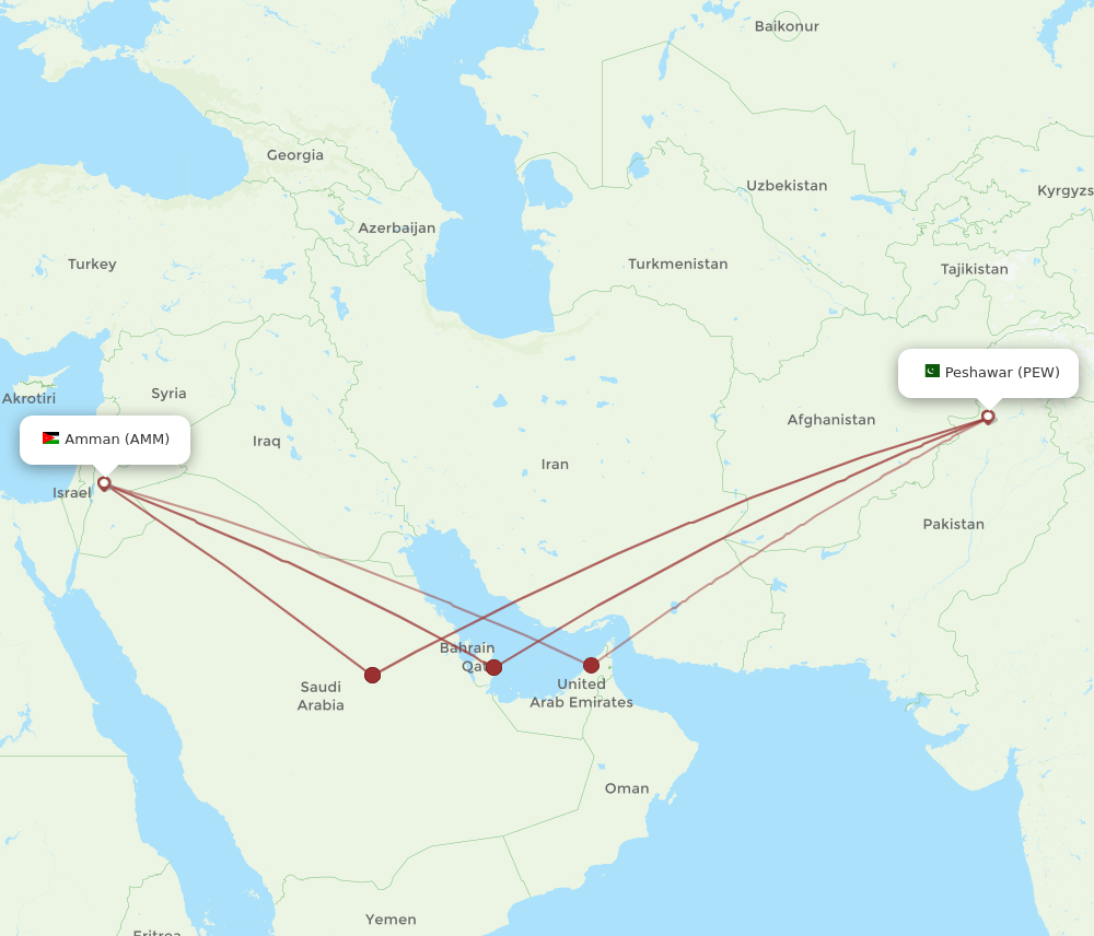 AMM-PEW flight routes
