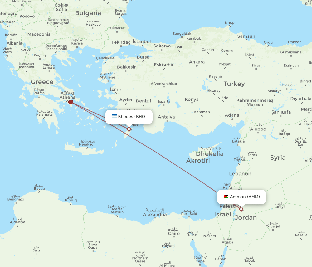 AMM-RHO flight routes