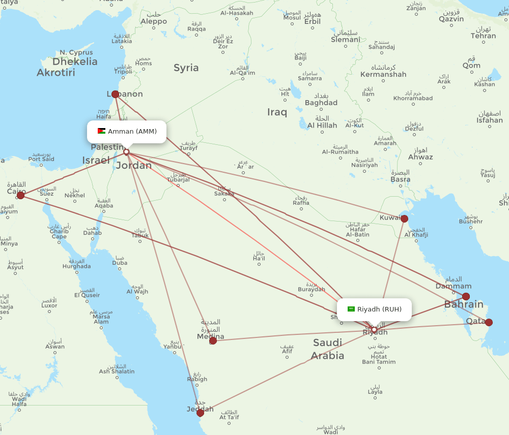 AMM-RUH flight routes