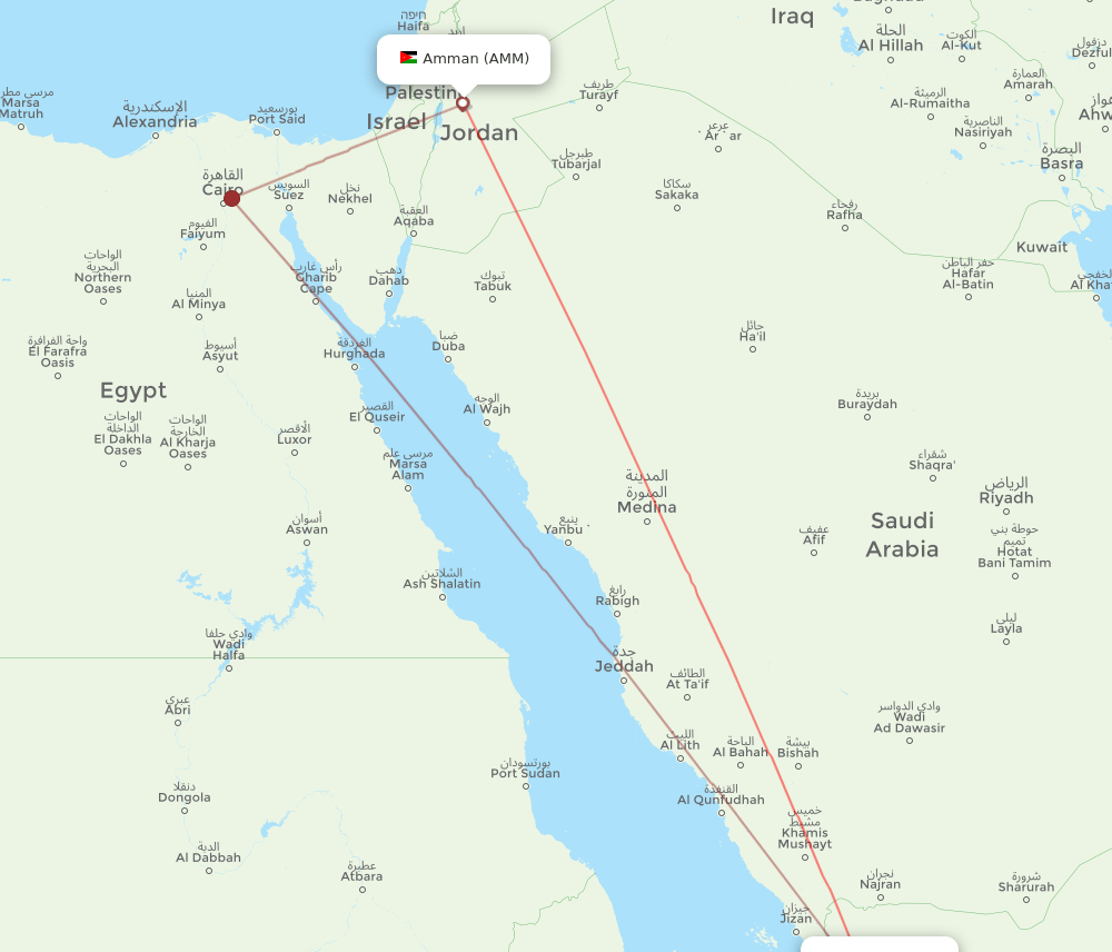 AMM-SAH flight routes