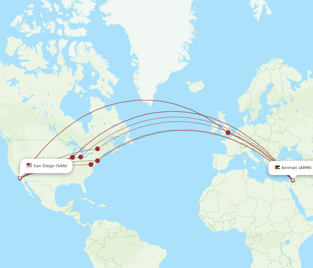 AMM-SAN flight routes